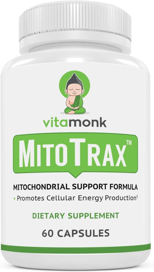 VitaMonk Mitochondrial Supplements - MitoTrax - Revitalize and Repair Cells - Mitochondria Supplement for Cellular Energy - Advanced Mitochondrial Formula - PPQ Supplement Formula - 60 Capsules