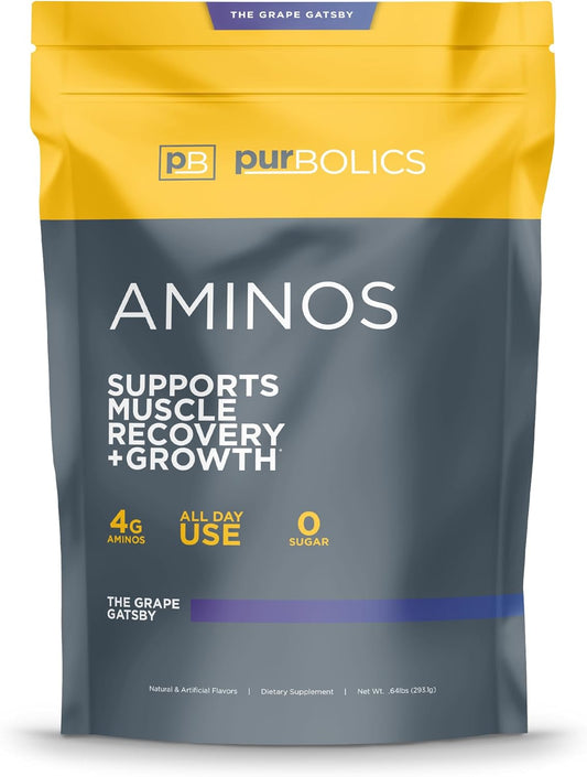 Aminos | 4g of Free-Form Amino Acids, Beta-Alanine, 0 Sugar & 60 Servings (Grape Gatsby)