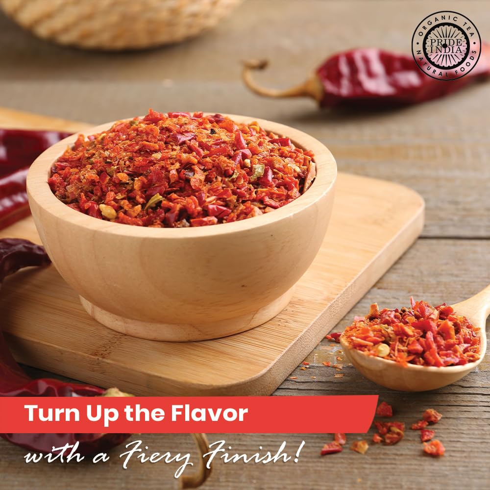 Pride Of India – Red Chili Flakes – Gourmet Spice/Culinary Must Have – Pleasant Heat/Distinct Flavor & Aroma – Sprinkle onto Pizza/Pasta/Flatbread – Easy to Store – 6 oz. Medium Dual Sifter Jar