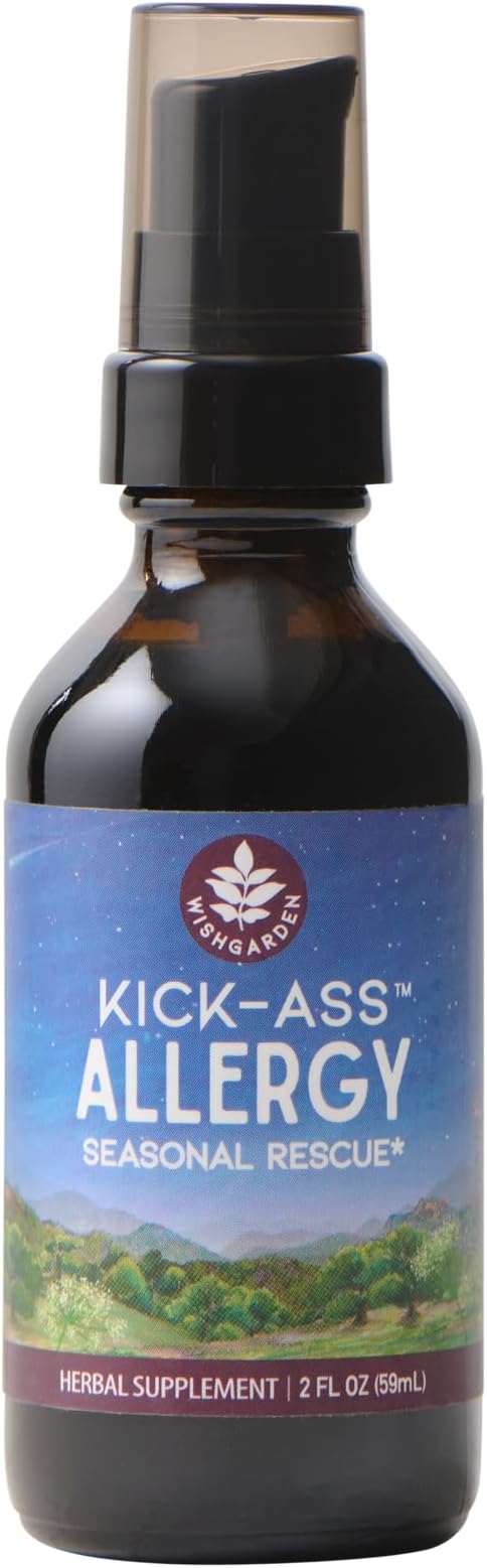 WishGarden Herbs Kick-Ass Allergy - Plant-Based Non-Drowsy Herbal Allergy Supplement with Nettle Leaf, Echinacea, & Yerba Santa, Supports Healthy Histamine Response to Seasonal Irritants, 2oz