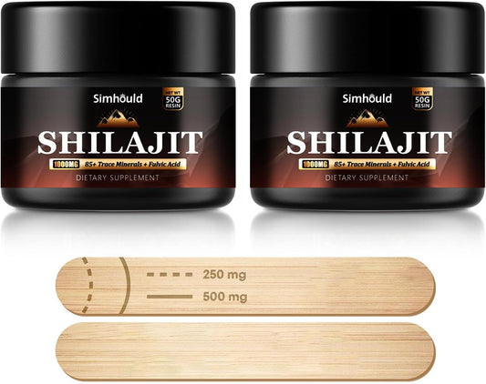 2 Packs 1000MG Pure Himalayan Shilajit Resin, with 85+ Trace Minerals,fulvic Acid, Digestive and Immune Supplement, Supports Focus and Energy, High Potency for Men & Women,Vegan, Non-GMO