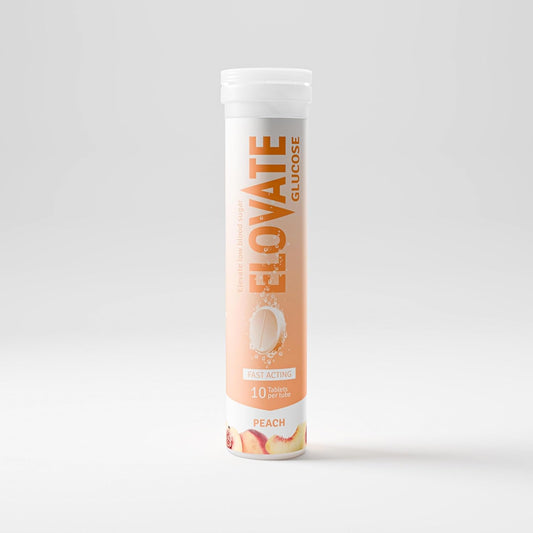 Effervescent Glucose Tablets - Fast Acting Hydration for Sports, Travel, & More - 10 Tablets Per Tube (Pack of 4, Flavors Berry Mix, Lime Mint, Lychee, Peach) (4, Peach)