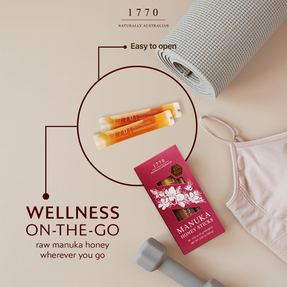 1770 Naturally Australian Manuka Honey Sticks (MGO 83+ (30 Sticks))