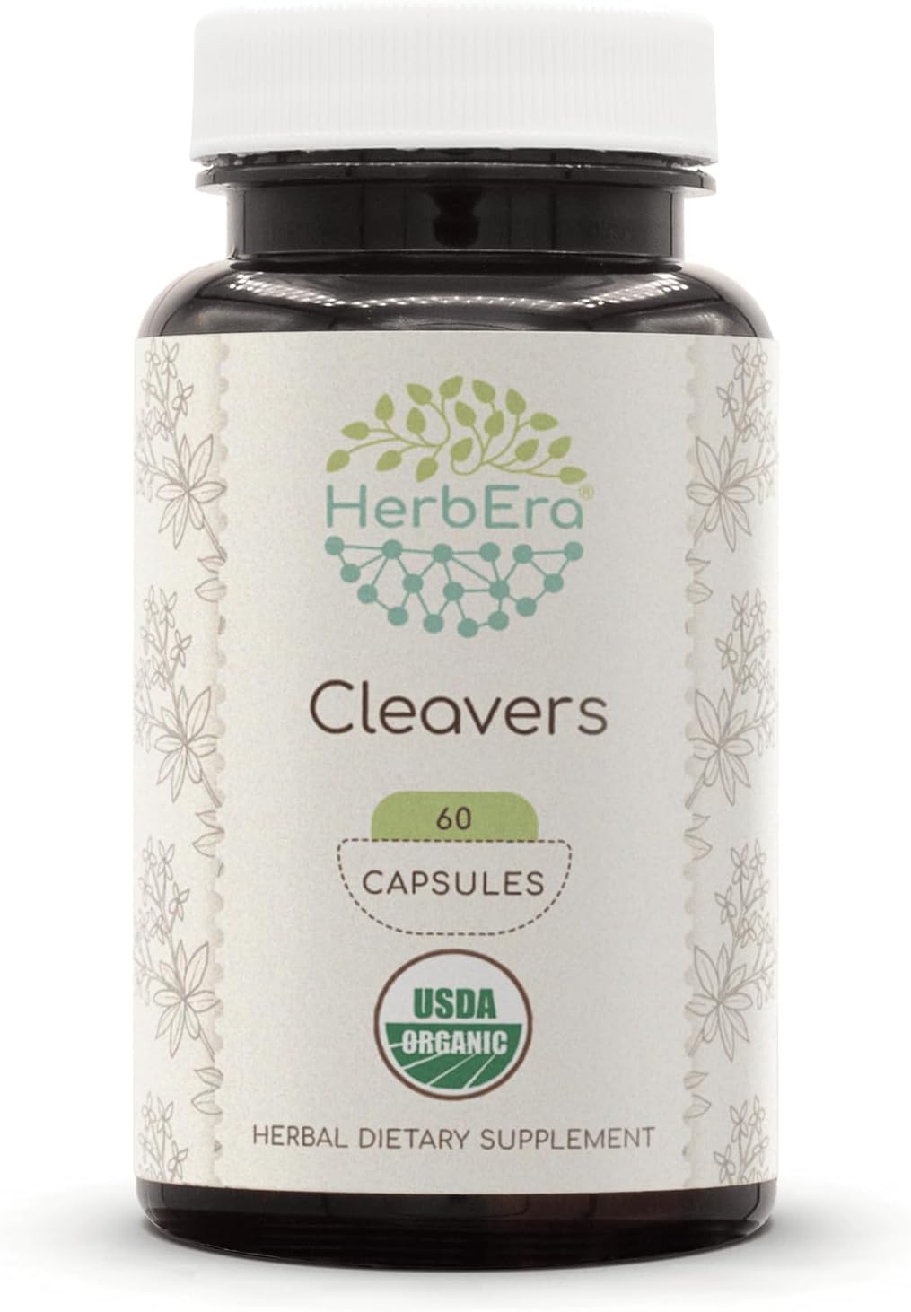 Cleavers USDA Organic 60 Capsules | Natural Herbal Supplement | Certified Organic Vegetarian Capsules and Organic Cleavers (Galium aparine) Dried herb (60 Capsules)