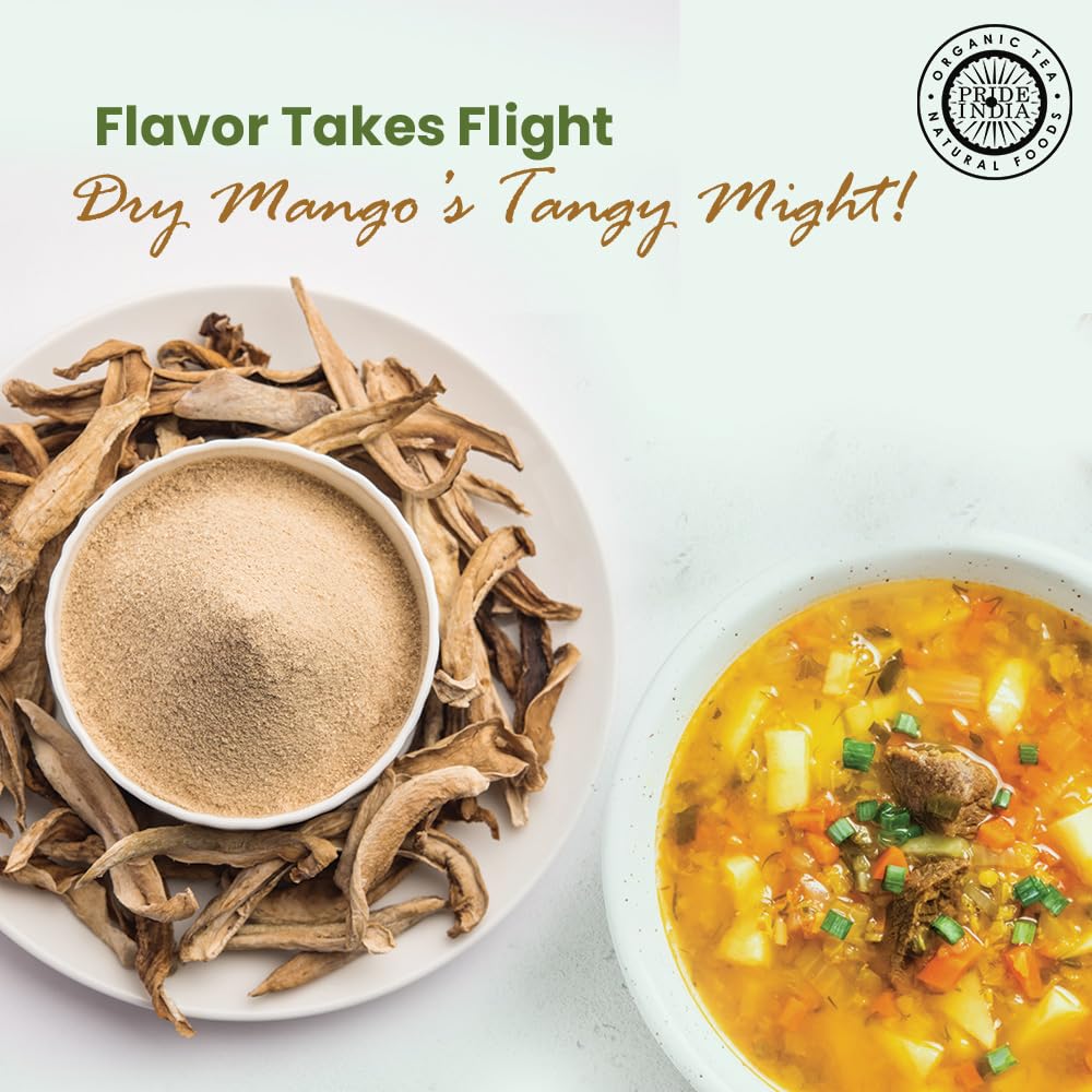 Pride of India | Dry Mango Powder 2.2 oz (62.36 gm) Small Dual Sifter Bottle | Amchur for Flavor and Taste | Gourmet Indian Spice | No Fillers or Artificial Colorants | Easy to Use