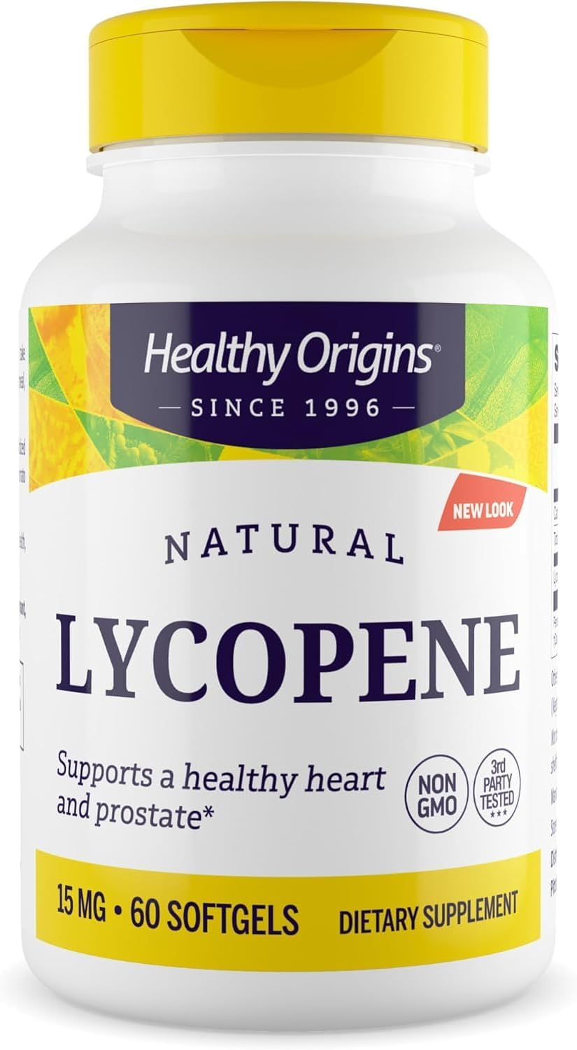 Healthy Origins Lycopene 15 mg (Natural, Non-GMO, Gluten Free, Skin Support, Prostate Support), 60 Softgels