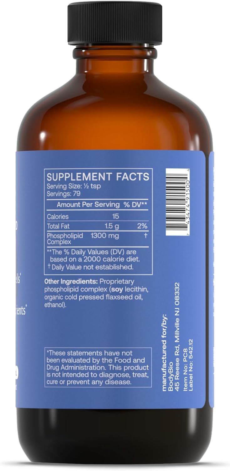 BodyBio PC - Phosphatidylcholine for Brain Health, Mental Clarity, Cognitive Function, Cellular Repair & Healthy Aging, Phospholipid Complex Supplement for Gentle Daily Detox