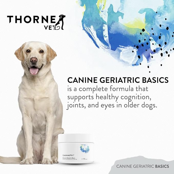 ThorneVET Canine Geriatric Basics – Senior Dog Multi-Vitamin/Mineral Powder Formula Supports Healthy Cognition, Joints, and Eyes, 90 Scoops