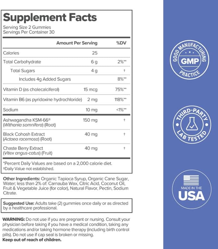 O Positiv MENO Gummies for Menopause, 30 Servings (Pack of 1) - Hormone-Free Supplements for Women with Black Cohosh & Ashwagandha KSM-66 - Helps Alleviate Hot Flashes, Night Sweats, & Mood Swings