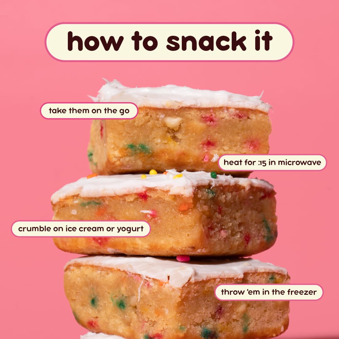 Prime Bites Protein Brownie from Alpha Prime Supplements | High Protein, Collagen Fortified Low Sugar Treat | Delicious Snack | 12 Bars per Box (Birthday Cake Blondie)