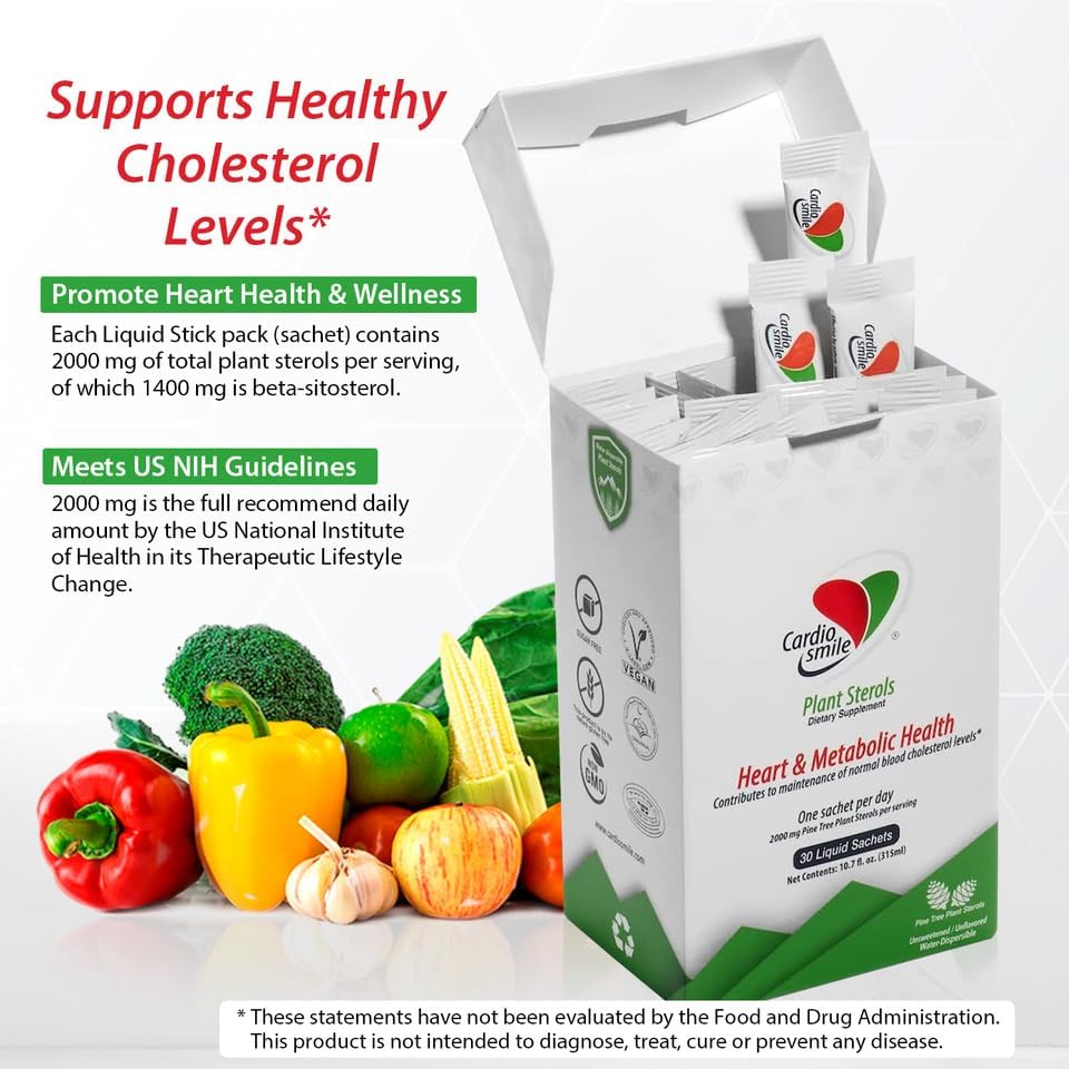 2000mg Plant Sterols Supports Healthy Cholesterol Levels with 1400mg beta-Sitosterol for Heart & Metabolic Health Support, 30 Day Supply in Single Use Liquid Packets