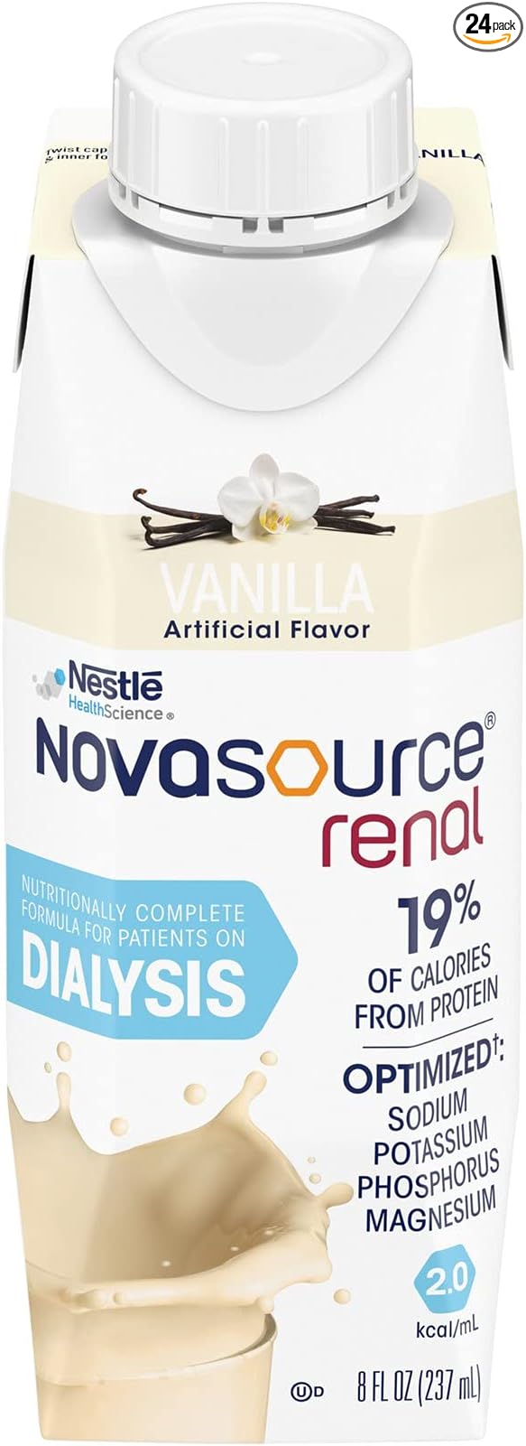 Nestle Novasource Renal Nutritionally Complete Formula Vanilla 8 oz Carton 24 Ct