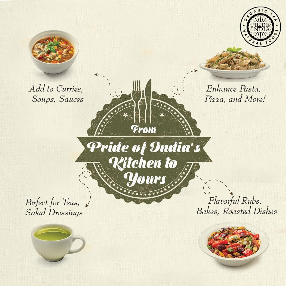 Pride of India – Sweet Holy Basil Leaf – Indian Tulsi Leaf Cut & Sifted – Gourmet Herb – Rich in Nutrients – Ocimum sanctum – GMO Free – Easy to Use – 0.5 oz. Small Dual Sifter Bottle