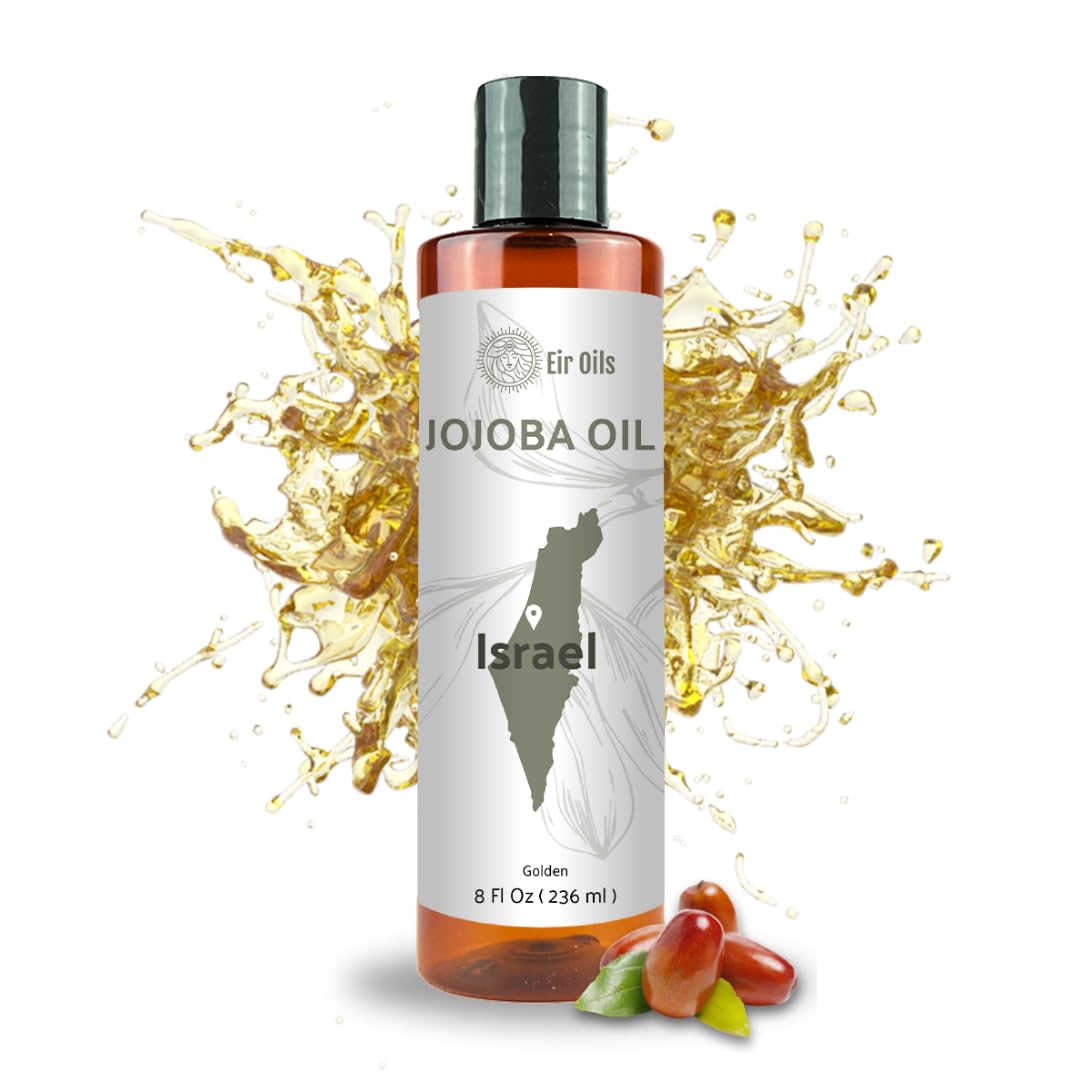 Jojoba Oil - Direct from EIR Oils' Farm in Israel - 100% Pure Carrier Oil for Hair, Face, and Skin - Hand-Picked, Cold-Pressed Carrier Oil (8oz)