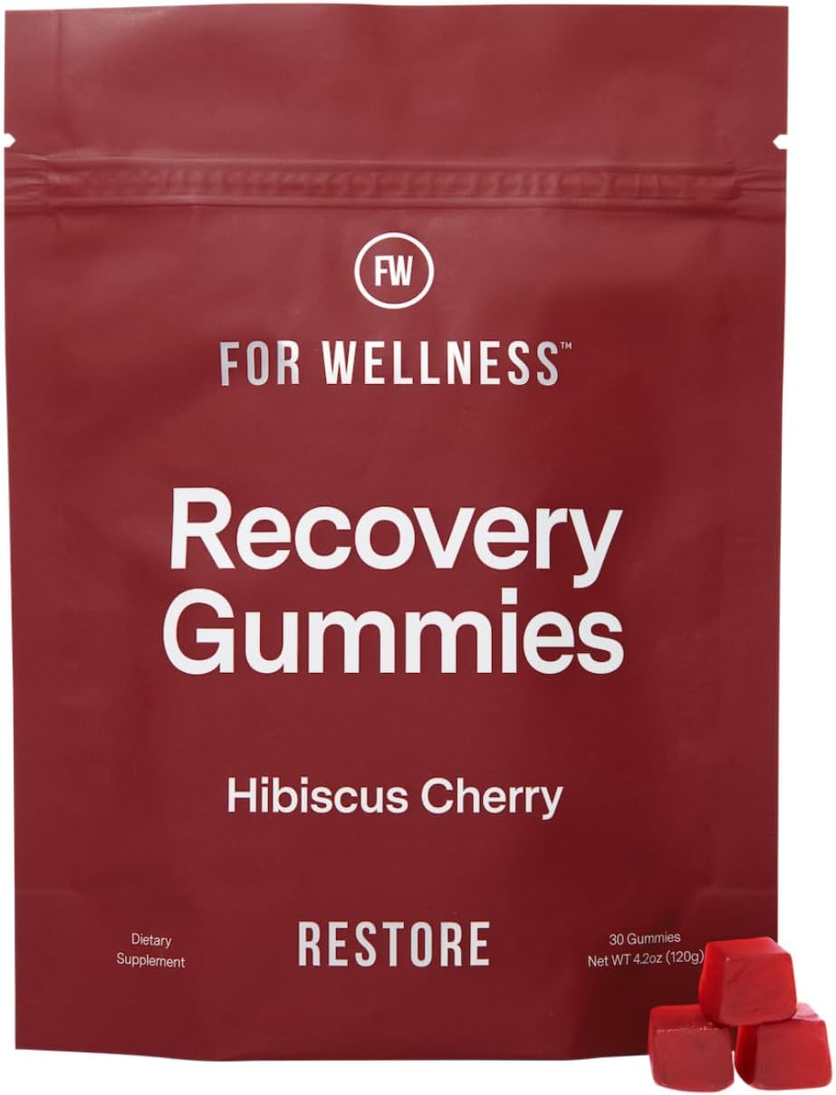 For Wellness Recovery Gummies Restore | Tart Cherry Energy Supplements with Electrolytes for Muscle Soreness, Post-Workout Performance & Recovery | Vegan, Non-GMO, 30 Count