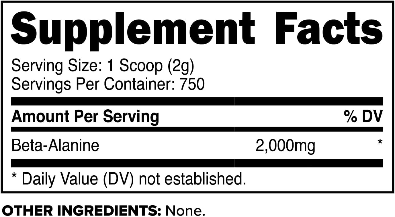 Primaforce Beta Alanine Powder, Unflavored, 1.5 kg - Gluten Free, Non-GMO Supplement for Men and Women