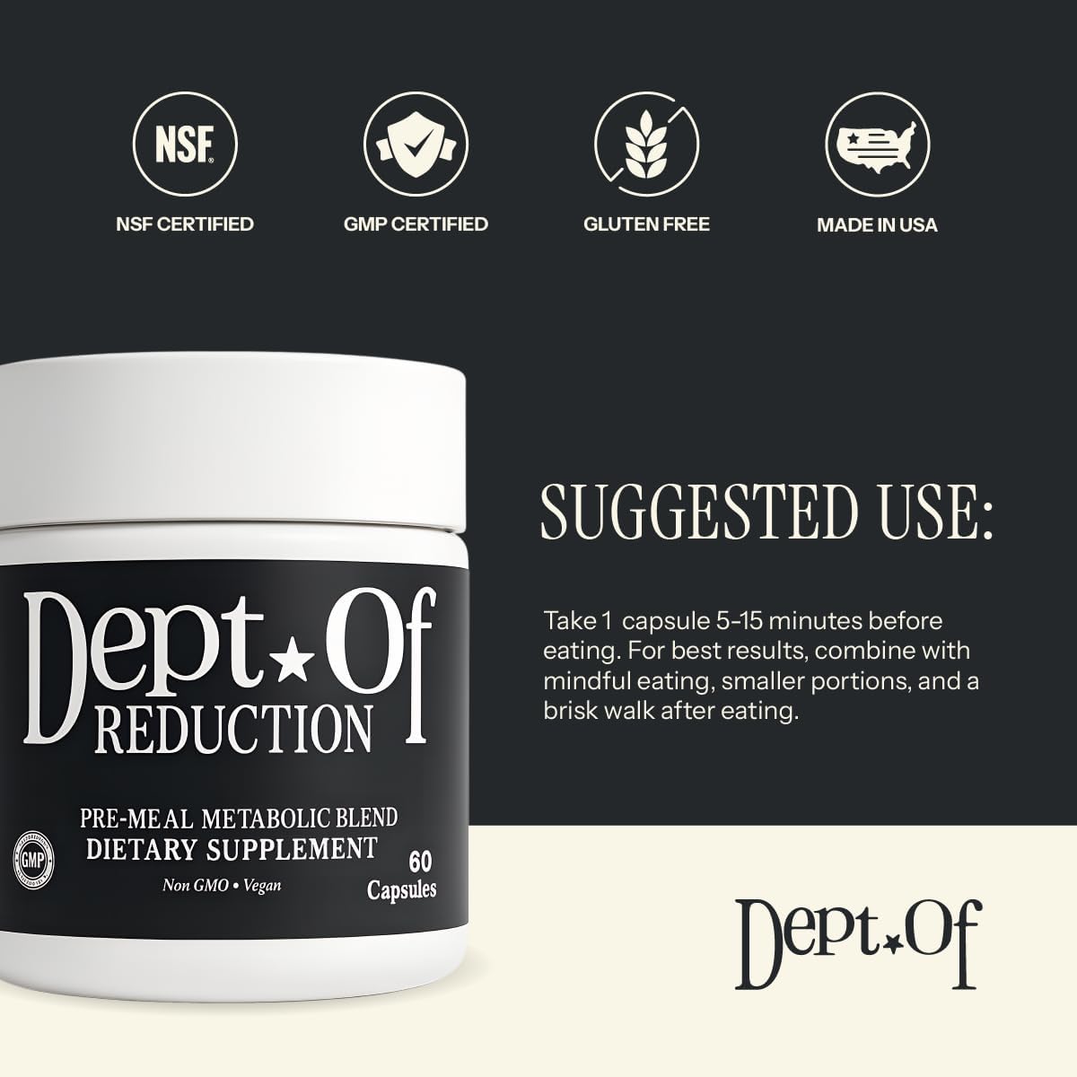 Dept. Of (Department of Reduction – White Mulberry Leaf (Reducose® 5% DNJ) & Cinnamon – Supports Metabolic Health, Digestion, Post-Meal Energy, Portion Control & Sugar Cravings – 60 Vegan Capsules