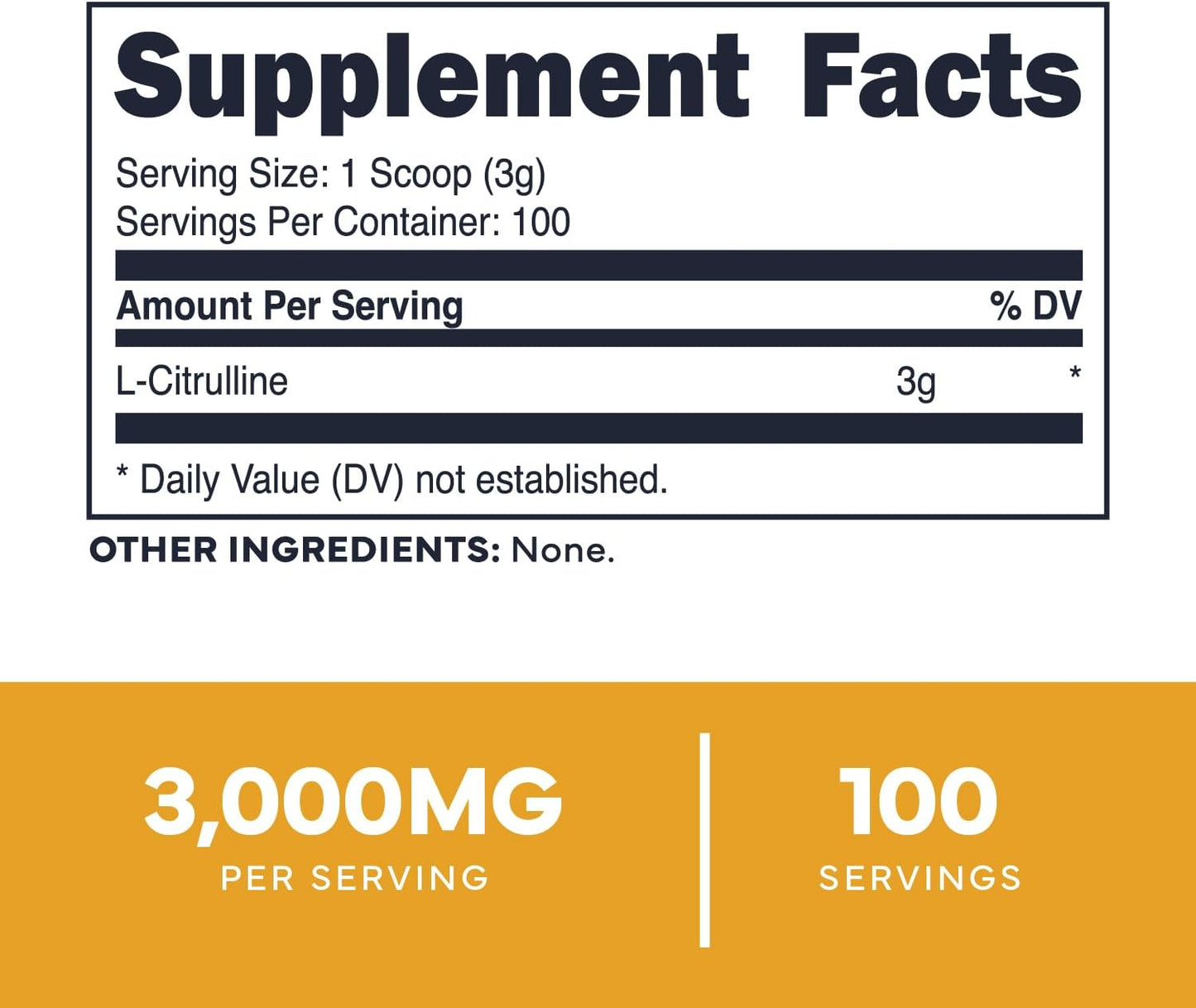 Type Zero L-Citrulline Base Powder, 3,000mg Per Serving - 100 Servings