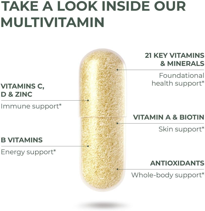 Primal Harvest Primal Multivitamin - Daily Multi-Vitamin Supplement with 21 Essential Vitamins & Minerals for Women & Men - Vitamin A, C, D, E, B12, B6, Biotin, Folic Acid, Zinc, Copper & Selenium