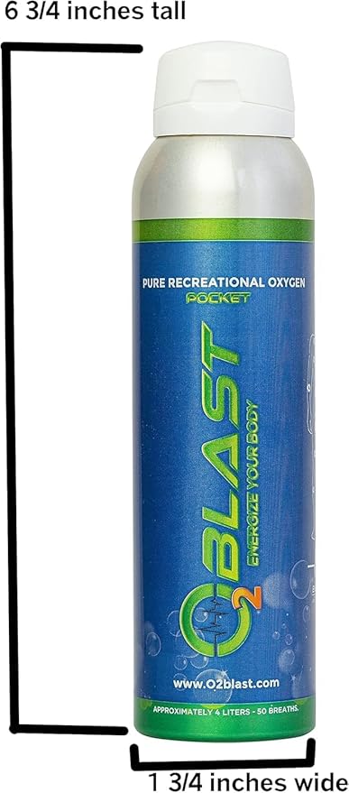 O2 Blast - Pure Oxygen Supplement - Filled with 99.99% Pure Oxygen to Support Fast Recovery, Increase Stamina & Enhance Focus for High Altitude and Action Sports, 4L Portable Can Flip-Top Cap, 4-Pack