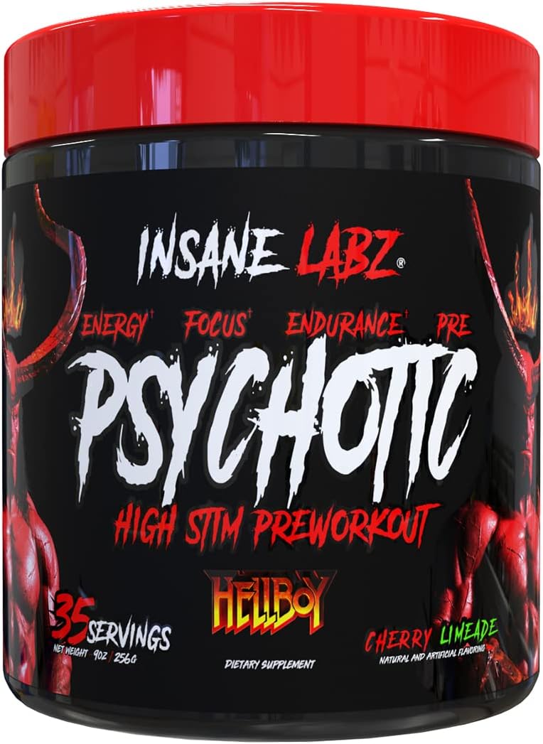 Insane Labz Hellboy Edition, High Stimulant Pre Workout Powder and NO Booster with Beta Alanine, L Citrulline, and Caffeine, Boosts Focus, Energy, Endurance, Nitric Oxide Levels, 35 Srvgs Cherry Lime