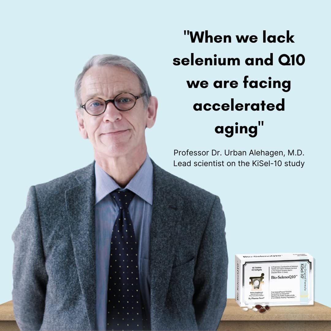 Pharma Nord Bio-SelenoQ10 Anti-Aging Supplement| CoQ10 100mg & Selenium 100mcg | Supports Cellular Health & Longevity | Slows Cellular Aging | Backed by Research | 60 Softgels & 60 tabs