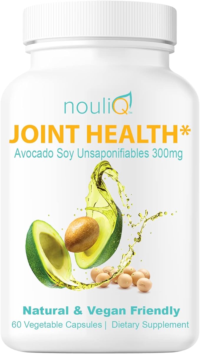Natural & Vegan-Friendly Joint Health Supplement, Avocado Soy Unsaponifiables 300mg, Non-GMO, Free of Any Gluten, Artificial Colors or Flavors, Dairy and Shellfish, 60 Day Supply.