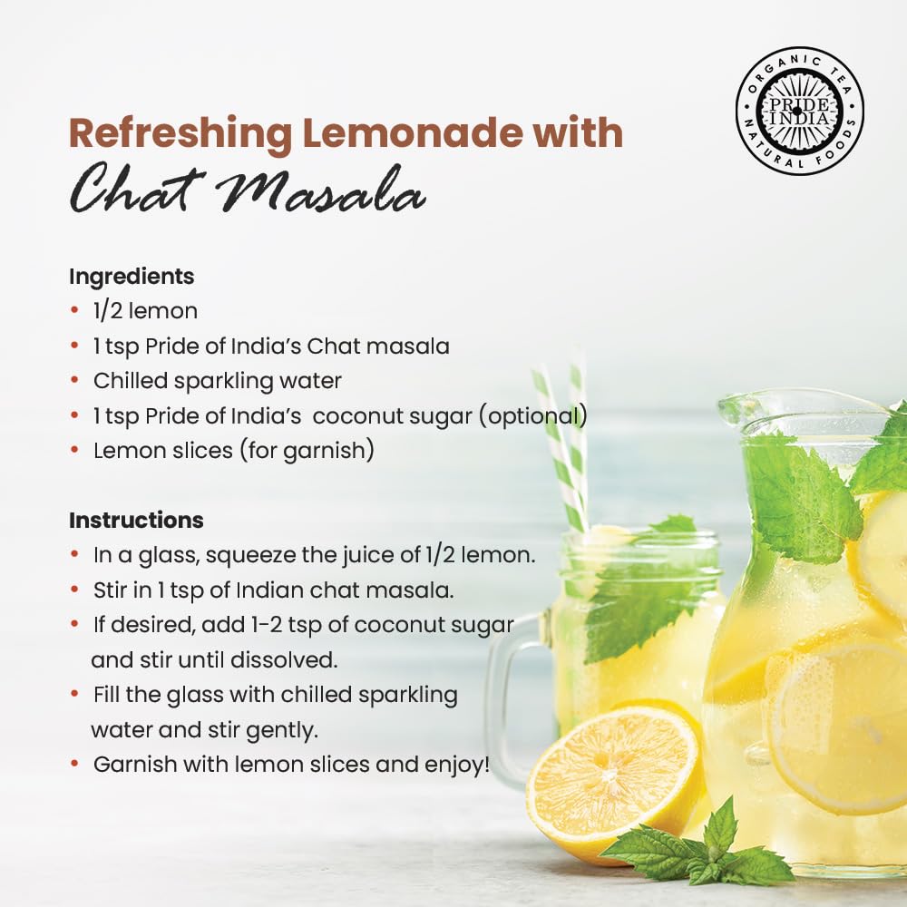 Pride of India – Indian Chat Masala Seasoning Spice – Ideal for Savory Dishes – Perfect Seasoning for Drinks/Salads/Fruits – Preservatives Free – Easy to Use – 2.7 oz. Small Dual Sifter Jar