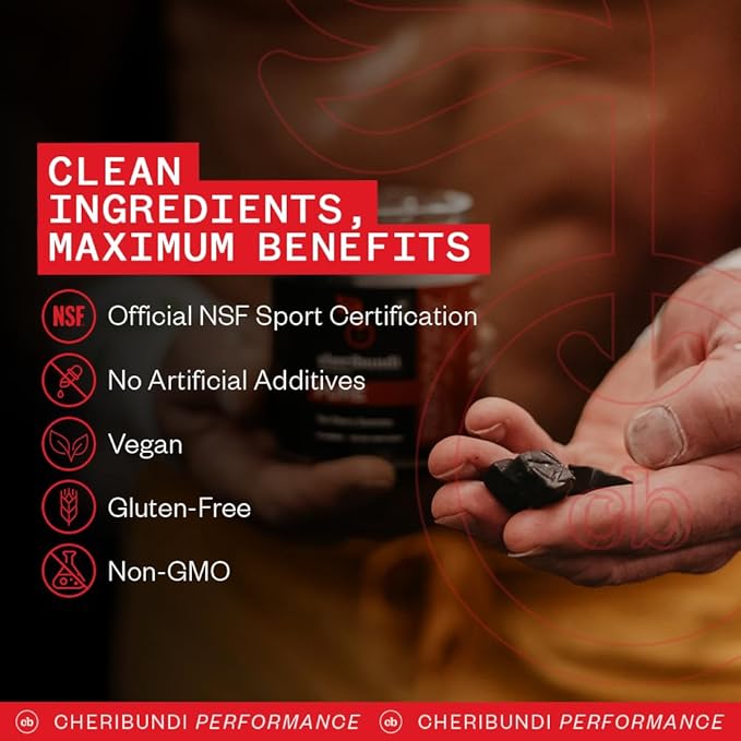 Cheribundi Tart Cherry Gummies Pure | Performance for Maximum Recovery with 25 Tart Cherries | Powerful Antioxidant Support, Non-GMO, Gluten-Free, Vegan | 20 Calories per Serving | 60 Count