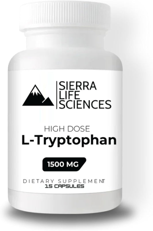 1500mg High Dose L-Tryptophan Max in Easy-to-Swallow Capsules | Gluten-Free, Non-GMO | Travel Size (Single)