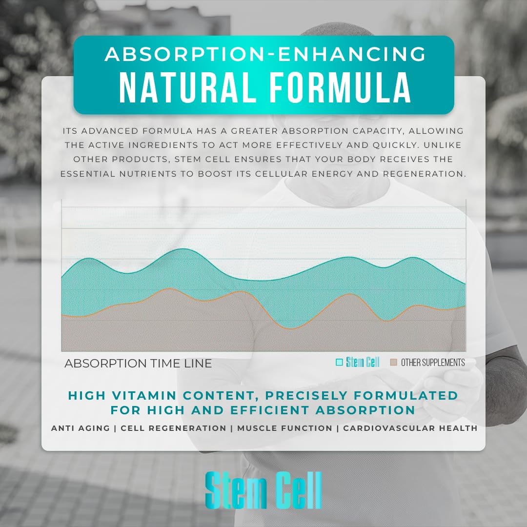 Premium Stem Cell Supplements 1,000mg (360 Caps) Boost Immunity, Reduce Joint Soreness, Support Natural Anti-Aging & Longevity with Spirulina & Chlorella for Vitality, Celulas Madre Health Formula