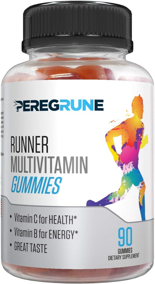 Runner Multivitamin Gummies - Daily Vitamin for Running with Vitamins A, C, D, E, and B Complex – 50% Less Sugar – Antioxidants, Recovery, Endurance, and Energy Gummy – Certified Running Sup