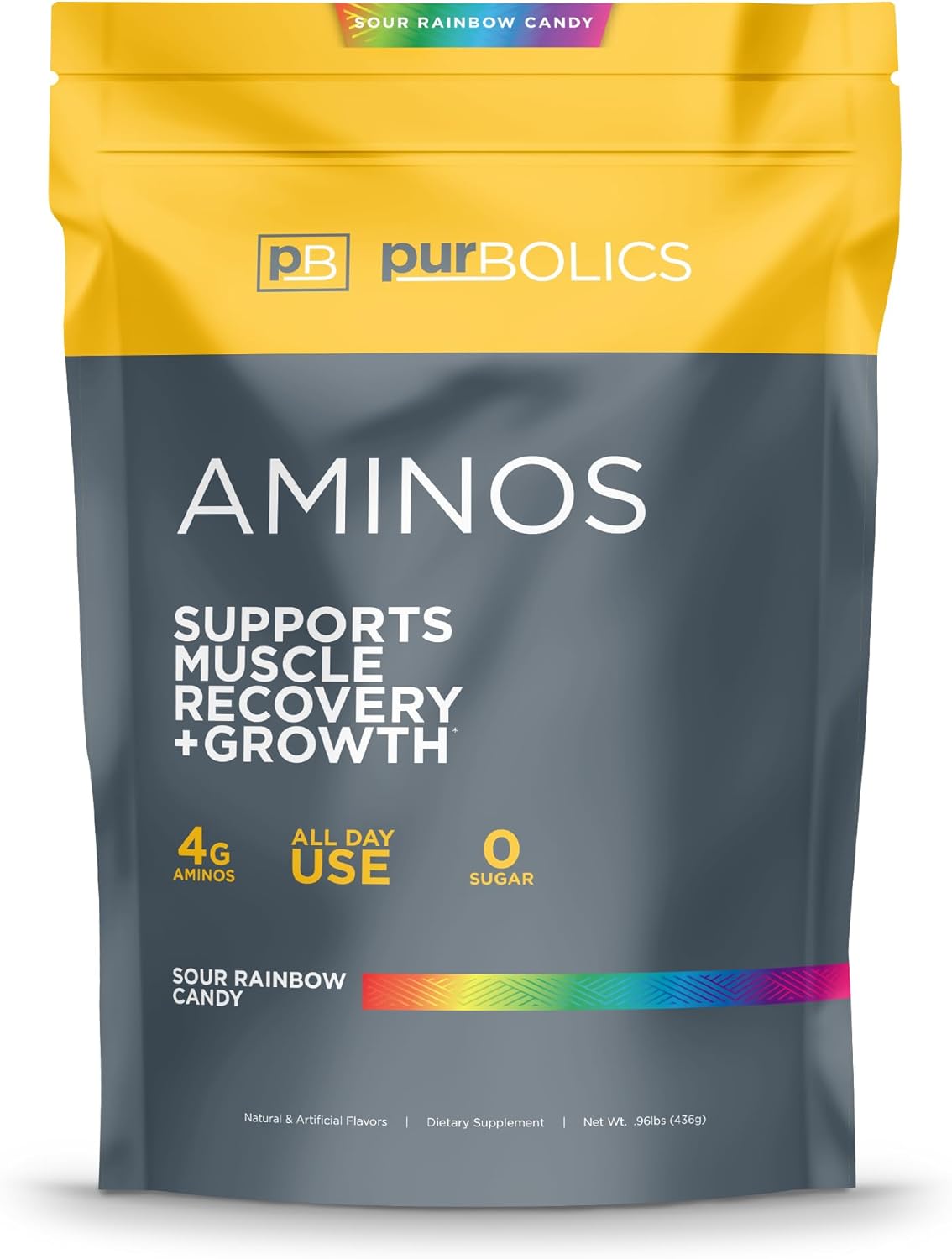 Aminos | 4g of Free-Form Amino Acids, Beta-Alanine, 0 Sugar & 60 Servings (Sour Rainbow Candy)