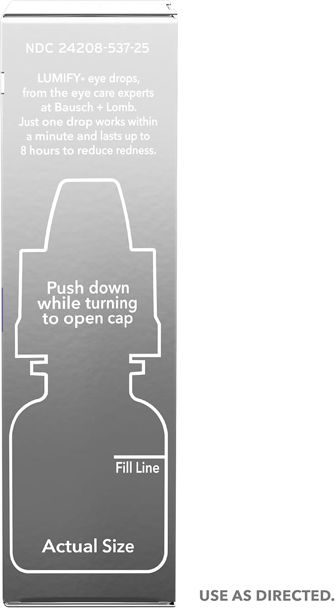 LUMIFY Eye Drops for Red Eyes, Redness Reliever for Brighter Looking Eyes, Works in 1 Minute & Lasts Up to 8 Hours, Eye Drops, 0.25 Fl Oz (7.5mL)