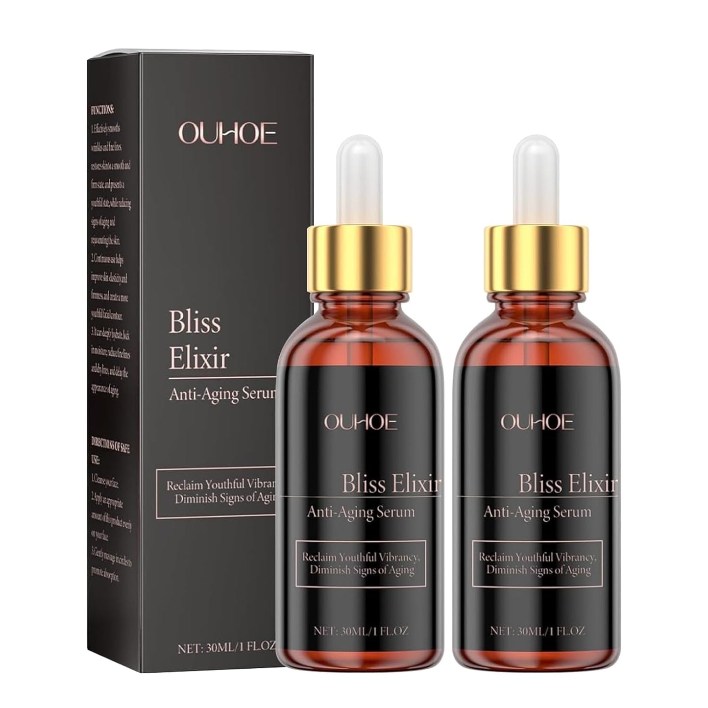 2pc Facial Serum with Glycerin and Peptides - Formula to Help Reduce Appearance of Fine Lines, Improves Skin Elasticity, Anti-Aging Serum for Face, Hydrating & Firming Face Serum
