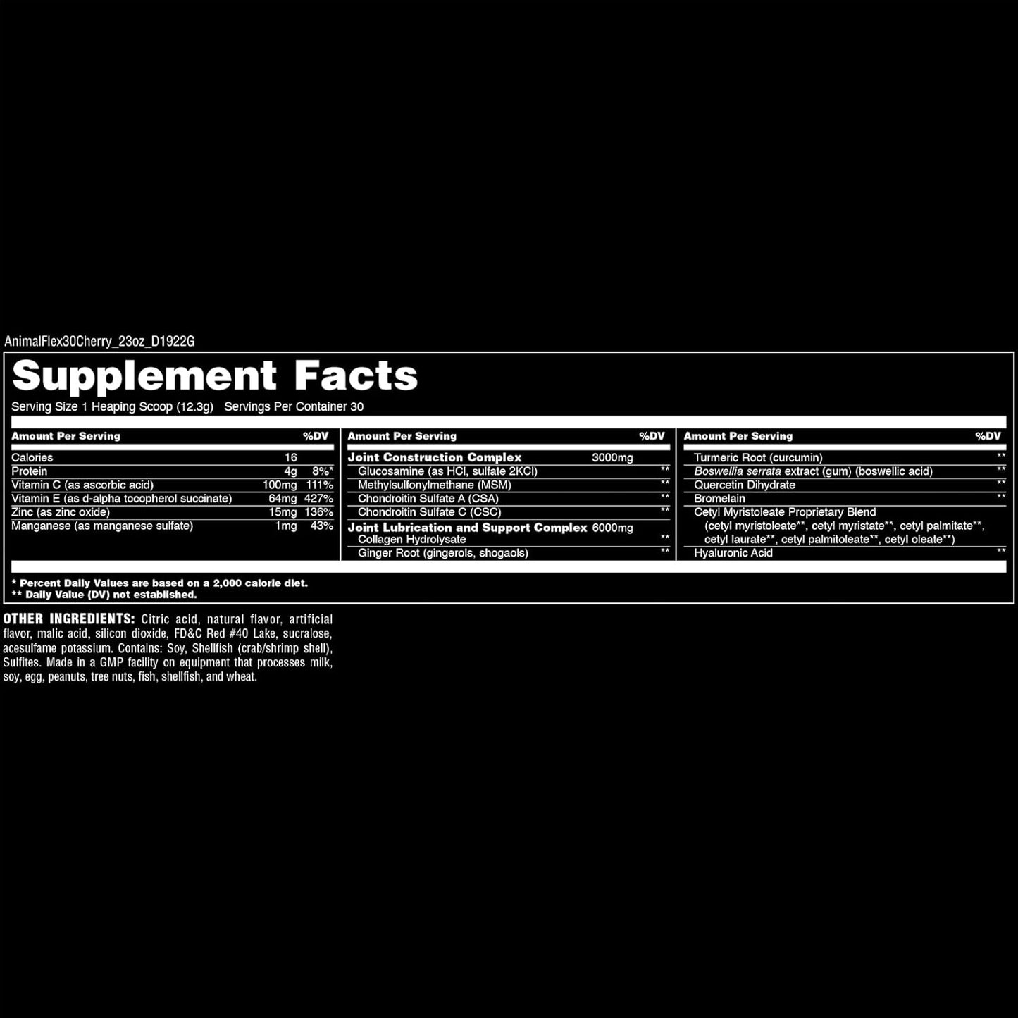 Animal Flex Powder - Joint Support Supplement for Pain Relief, Repair and Restore Muscles with Turmeric, Glucosamine, Chondroitin, MSM, Collagen and Boswellia, Great Tasting Cherry Flavor, 30 Scoops