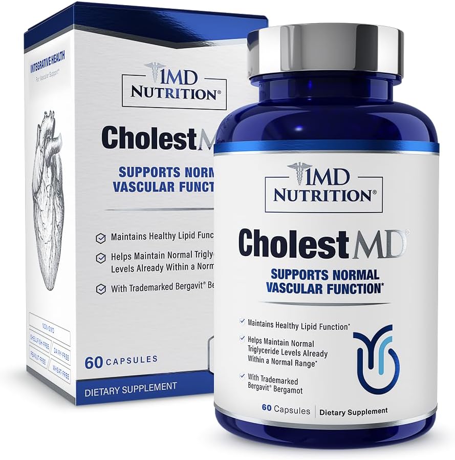 1MD Nutrition CholestMD with Olive Leaf Extract, Bergavit, Niacin, Garlic | 60 Capsules