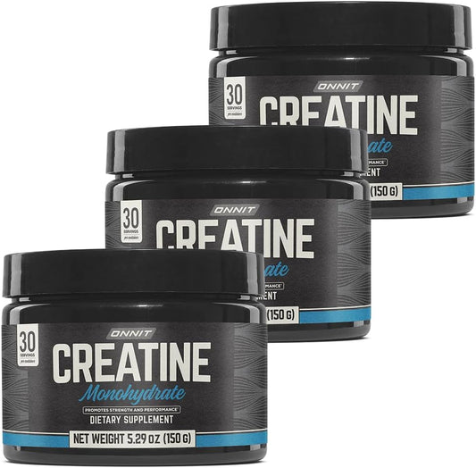 ONNIT Creatine Monohydrate Powder – 5g Premium Creatine for Muscle Strength, Power & Lean Mass, Supports Brain Health & Cellular Energy, Unflavored, 30 Servings, 5.29 oz (3-Pack)