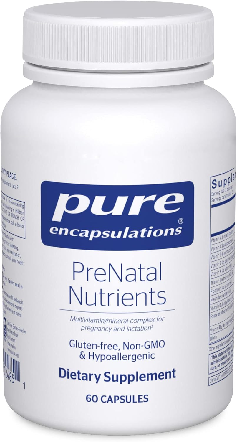 Pure Encapsulations PreNatal Nutrients - for Pregnancy & Lactation - Aids Energy & DNA Development* - with Folate, Choline & Iron - Gluten Free & Non-GMO - 60 Capsules
