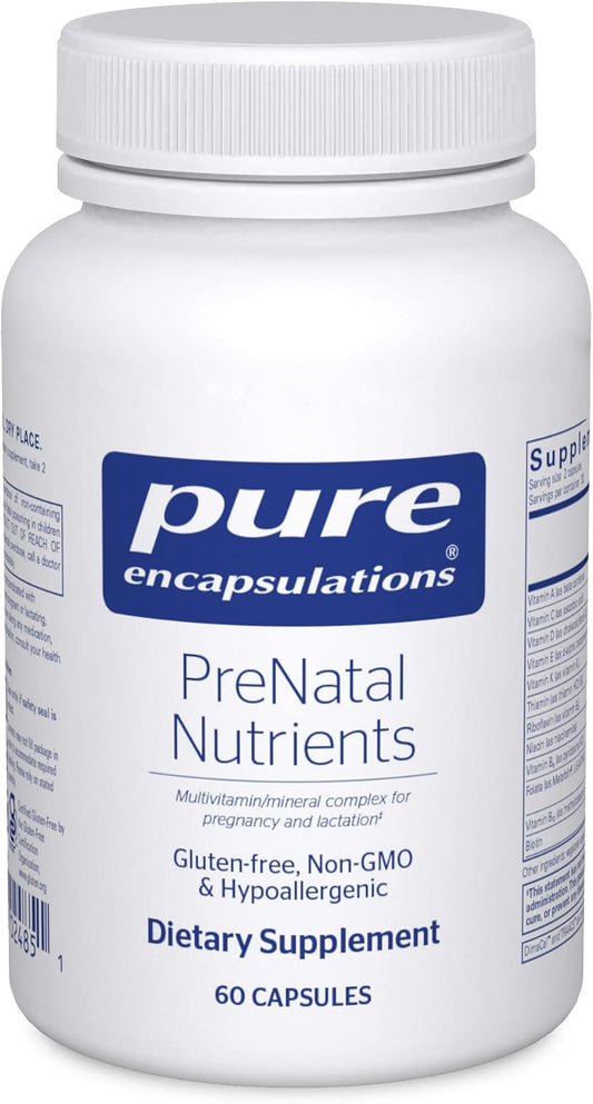 Pure Encapsulations PreNatal Nutrients - for Pregnancy & Lactation - Aids Energy & DNA Development* - with Folate, Choline & Iron - Gluten Free & Non-GMO - 60 Capsules