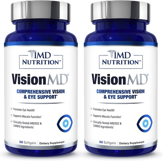 1MD Nutrition VisionMD Eye Vitamin CARMIS - with Lutein & Zeaxanthin | Supports Vision Health, Everyday Eye Strain, & Occasional Dry Eye | 60 Softgels (2-Pack)