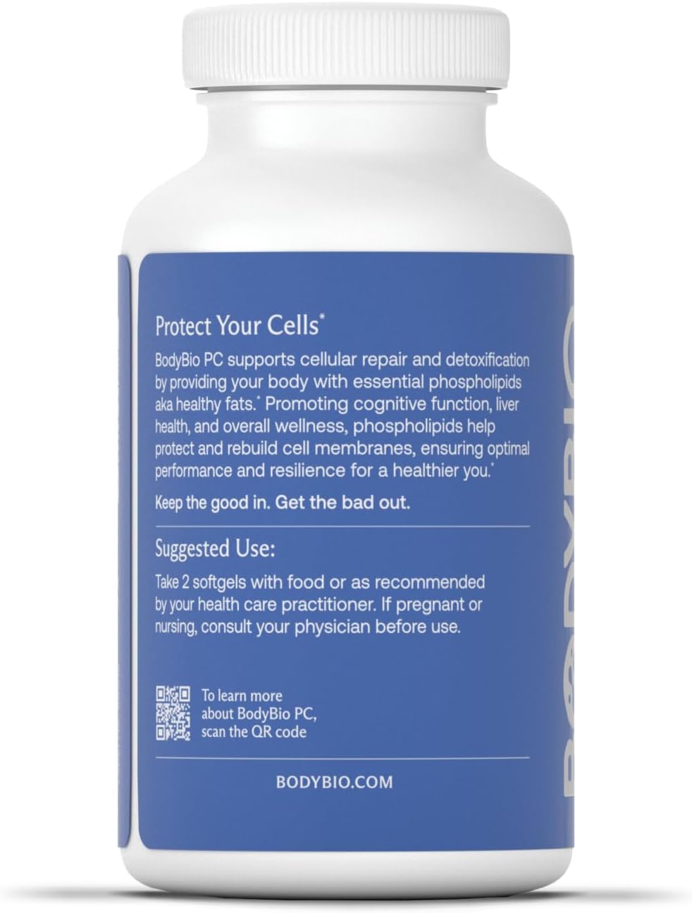 BodyBio PC - Phosphatidylcholine for Brain Health, Mental Clarity, Cognitive Function, Cellular Repair & Healthy Aging, Phospholipid Complex Supplement for Gentle Daily Detox