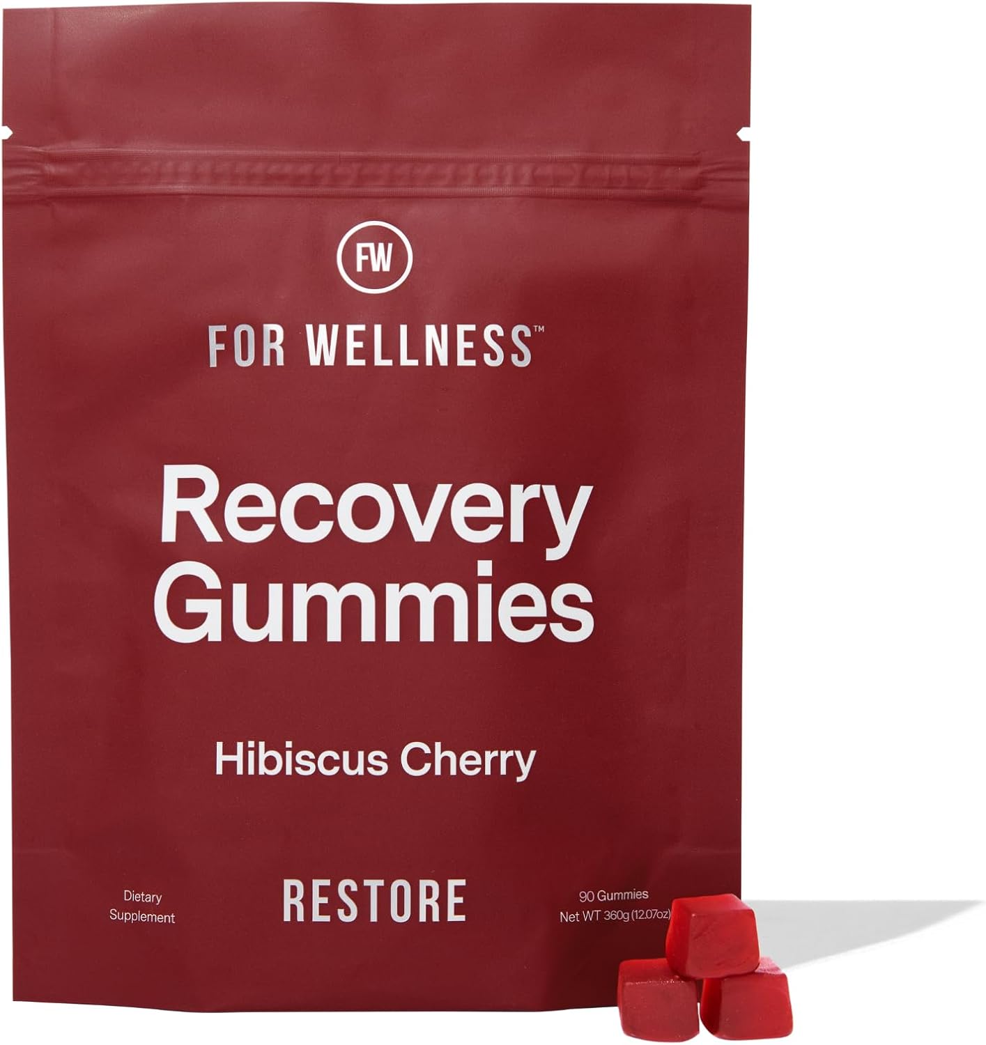 Recovery Gummies Restore - Tart Cherry Gummies for Muscle Recovery - Hibiscus Cherry Flavor with Antioxidants & Electrolytes Combats Soreness, Boosts Energy - Vegan, Non-GMO, Gluten-Free - 90ct