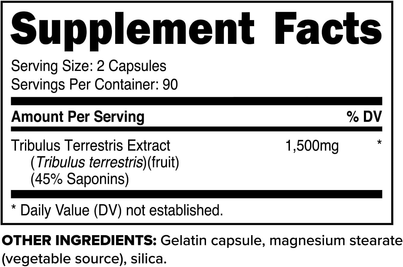 Primaforce Tribulus Terrestris Extract Capsules (180 Capsules) - 90 Servings / 1,500mg Tribulus Per Serving, Herbal Tribulus Supplement for Men and Women