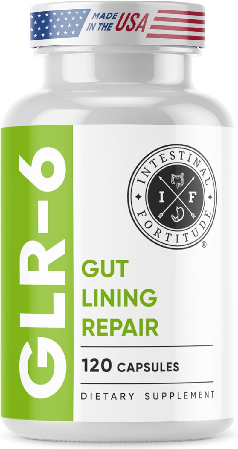 Intestinal Fortitude GLR-6 - Gut Lining Repair Supplement for Gut Health - Leaky Gut Repair with L-Glutamine, Slippery Elm, DGL Licorice Root, Marshmallow Root, Fenugreek - IBS, IBD, GERD - Vegan