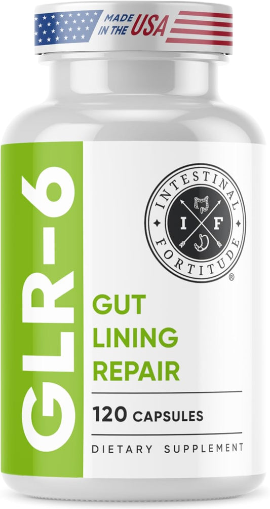 Intestinal Fortitude GLR-6 - Gut Lining Repair Supplement for Gut Health - Leaky Gut Repair with L-Glutamine, Slippery Elm, DGL Licorice Root, Marshmallow Root, Fenugreek - IBS, IBD, GERD - Vegan