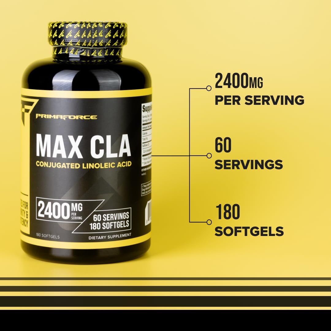 Primaforce CLA 2400 mg per Serving (180 softgels) - Max CLA - for Men and Women, Non-Stimulating, GMO Free & Gluten Free