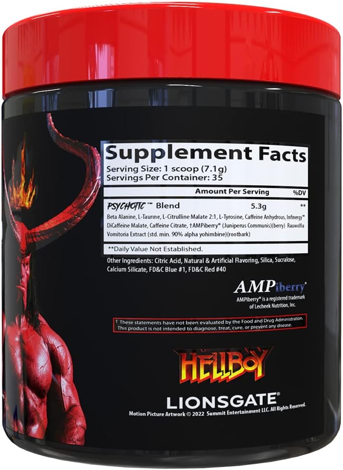 Insane Labz Hellboy Edition, High Stimulant Pre Workout Powder and NO Booster with Beta Alanine, L Citrulline, and Caffeine, Boosts Focus, Energy, Endurance, Nitric Oxide Levels, 35 Srvgs, Grape