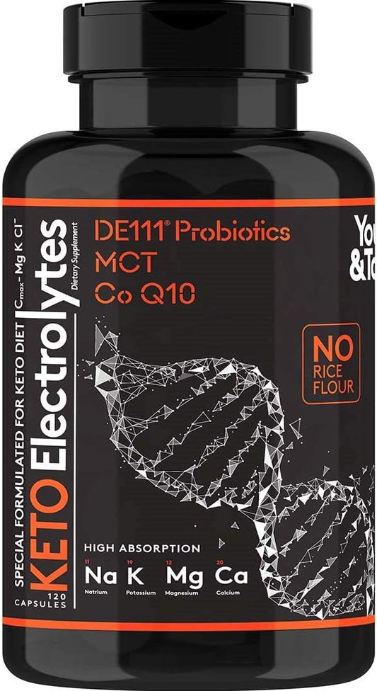 120 MCT Keto Electrolytes Pills | 150 mg Magnesium Probiotics Co Q 10 | Potassium Sodium Chloride Calcium Zinc & D3 Vitamin | Premium Grade Salt Supplement Designed for Low Carbs & Keto Diets