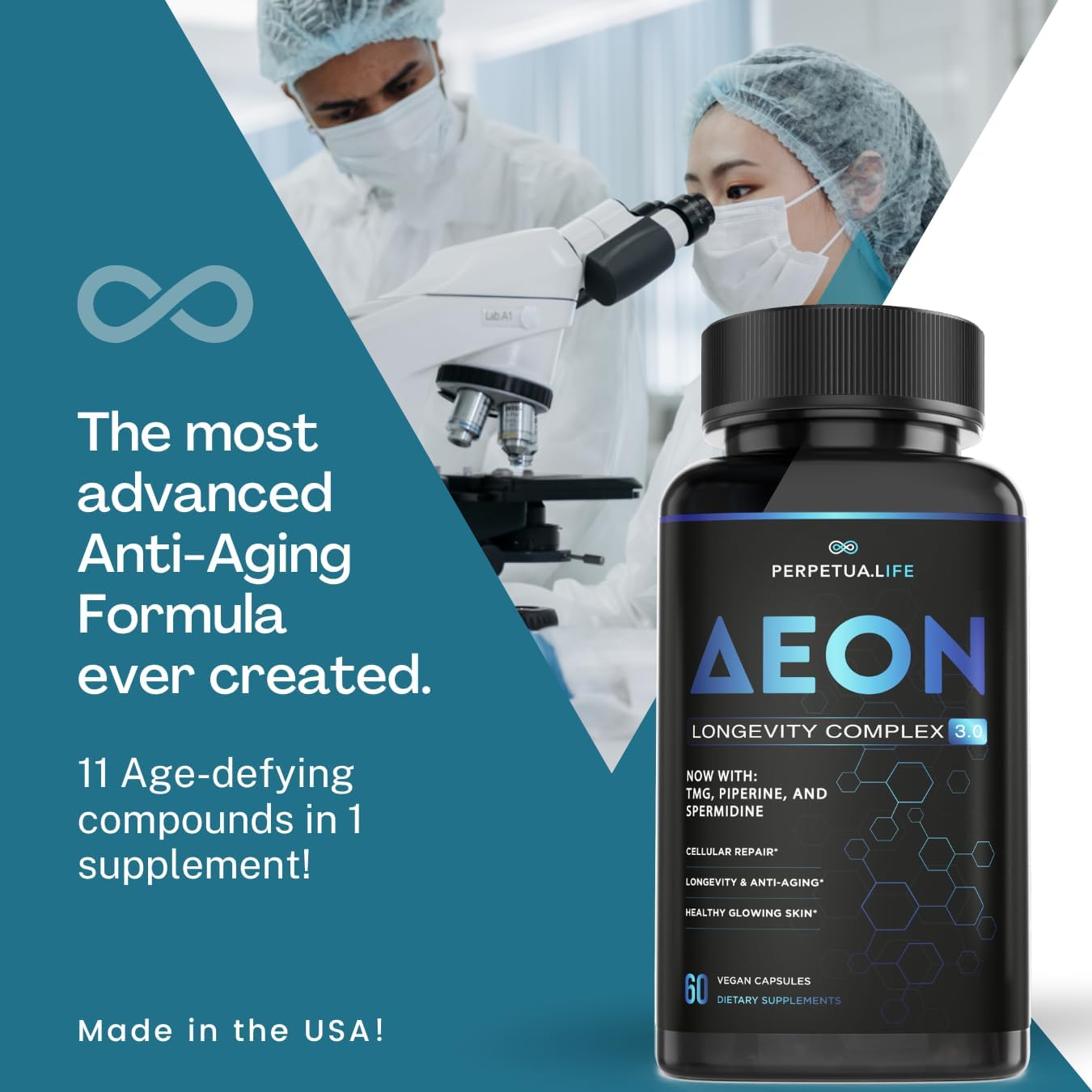 AEON Liposomal NAD+ Longevity Complex, with NAD+, NR, Resveratrol, Quercetin, Fisetin, L Theanine, TMG, EGCG, Spermidine, Astragalus, Anti-Aging Supplement, Vegan, 60 Capsules